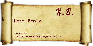 Neer Benke névjegykártya